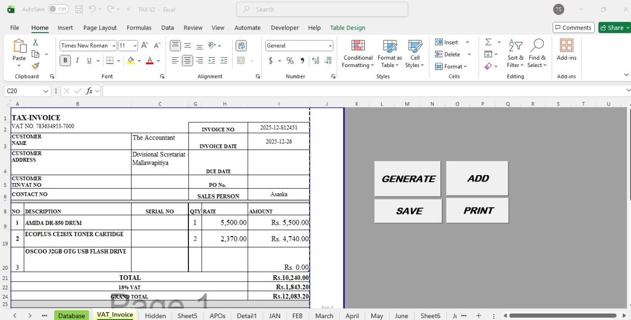 Invoice Generation UI